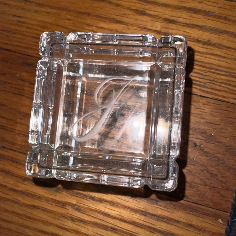 Vintage Jonal West Germany Crystal Glass Trinket Box Engraved J On Top